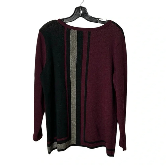 Vintage Two pieces sweater skirt set by Nina  Leonard. Burgundy, block core, - Picture 6 of 15